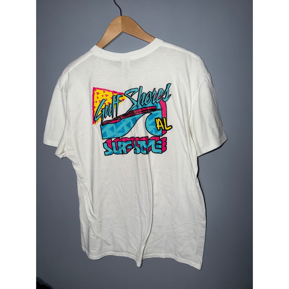 Gulf Shores AL Surf Style Graphic‎ T Shirt White XL